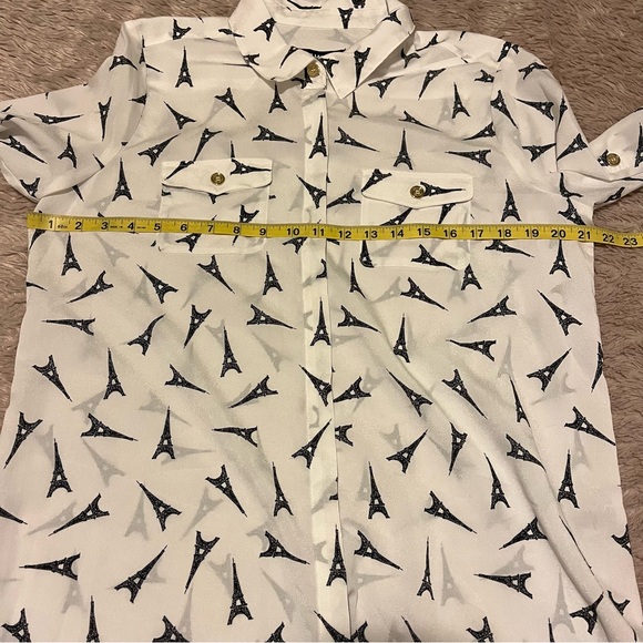 Karl Langerfeld Paris eiffel tower print long sleeve button up shirt L - Picture 4 of 6
